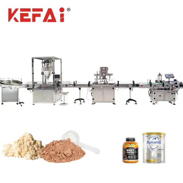 KEFAI tam otomatik Protein süt tozu şişe kutuları dolum ve sızdırmazlık makinesi üretim hattı