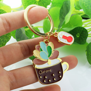 Chết Đúc Tùy Chỉnh Thực Hiện Kim Loại Móc Khóa Nhà Máy Cây Xương Rồng Trang Trí Mềm Men Keychain Logo Cá Nhân Dễ Thương Thời Trang Móc Khóa - Product Image 2