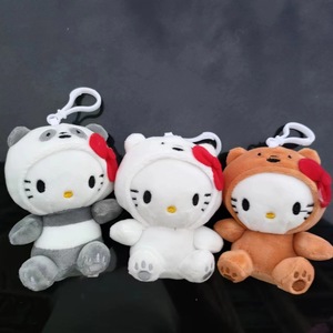 Karikatür sıcak satış 4 inç KT kedi peluş anahtarlık oyuncaklar sansaned sırt çantası kolye pençe makinesi bebek toptan - Product Image 5