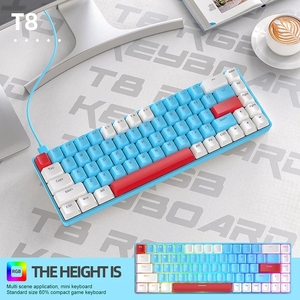 Teclado mecánico T8 RGB, teclas luminosas, teclado para juegos con cable, retroiluminación USB para tableta, ordenador portátil, Gamer, 68 teclas, TYPE-C - Product Image 5