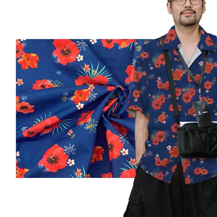 MIZUDA – tissu de popeline imprimé numérique, 100 coton, motif Floral 60s, personnalisé