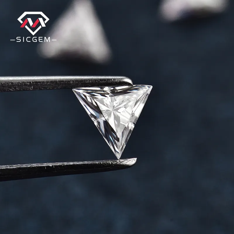 SICGEM 0.1CT a 3CT VVS Moissanite Stone White D Color Triangle Cut I J H Quality Lab Diamond Piedra preciosa suelta con certificado