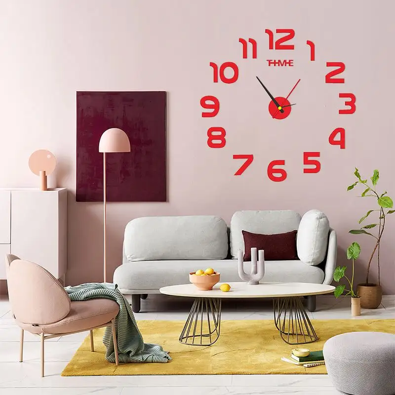 Reloj de pared acrílico 3D creativo al por mayor DIY Reloj de pared Vintage arte hogar Reloj de pared Relojes horas decoración 3D Reloj de pared pegatina
