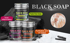 Glutamik asit azaltır cilt ince çizgiler el yapımı siyah sabun nemlendirici arındırıcı gözenekleri parlatıcı siyah sabun - Product Image 4