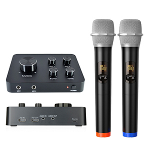 Home Theater Smart TV Sistema KTV con 2 micrófonos inalámbricos Mezclador de doble canal HD Entrada AUX Salida Micrófono Mezclador de karaoke - Product Image 1