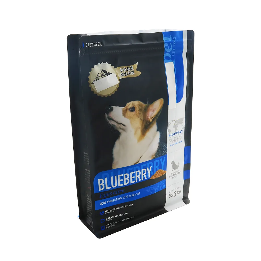 कस्टम मुद्रित हॉट सेलिंग वाटरप्रूफ स्टैंड अप पाउच वयस्क पालतू बिल्ली कुत्ते भोजन बैग रेज़लेबल जिपर