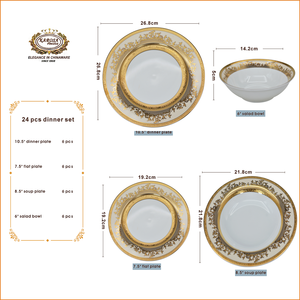 KAROSA 24 parça düğün altın renk <span class=keywords><strong>porzellan</strong></span> yemeği japon tarzı sofra yemek seti - Product Image 2