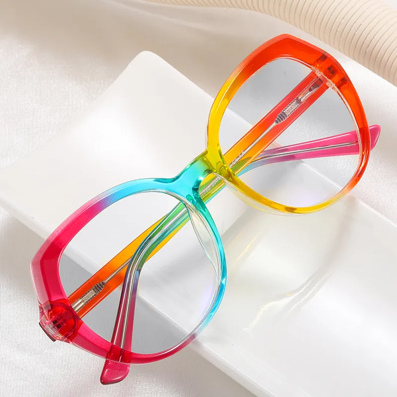 Gafas de sol TR90 con montura de arcoíris para mujer, lentes ópticas con montura de arcoíris, a la moda, personalizadas, 95930