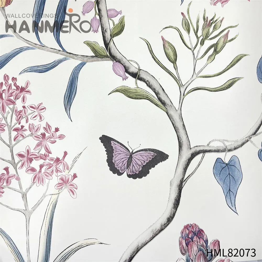 Desenho de mão floral pássaros e borboletas papel de parede chinoiserie mural fabricante