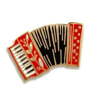 Factory Custom Desgin Accordion Retro Musical Instrument Hard Enamel Gold Metal Brooch Gift Band Lapel Pin Badges Fans Souvenir