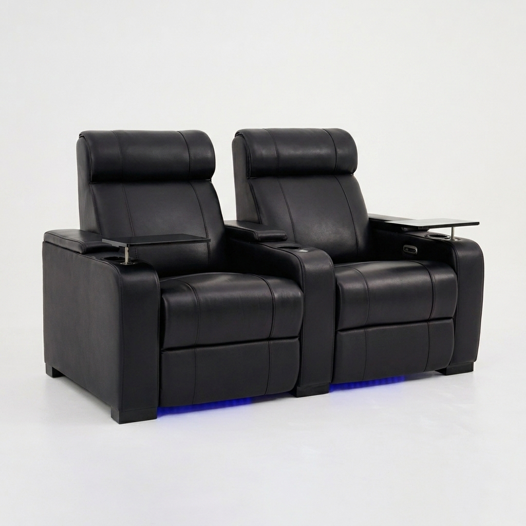 Black two-person electric lying-contact surface leather