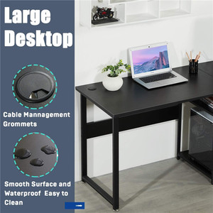 Mesa de estudio de ordenador de pie en forma de L de madera, estación de trabajo, escritorio de PC para dos personas - Product Image 3