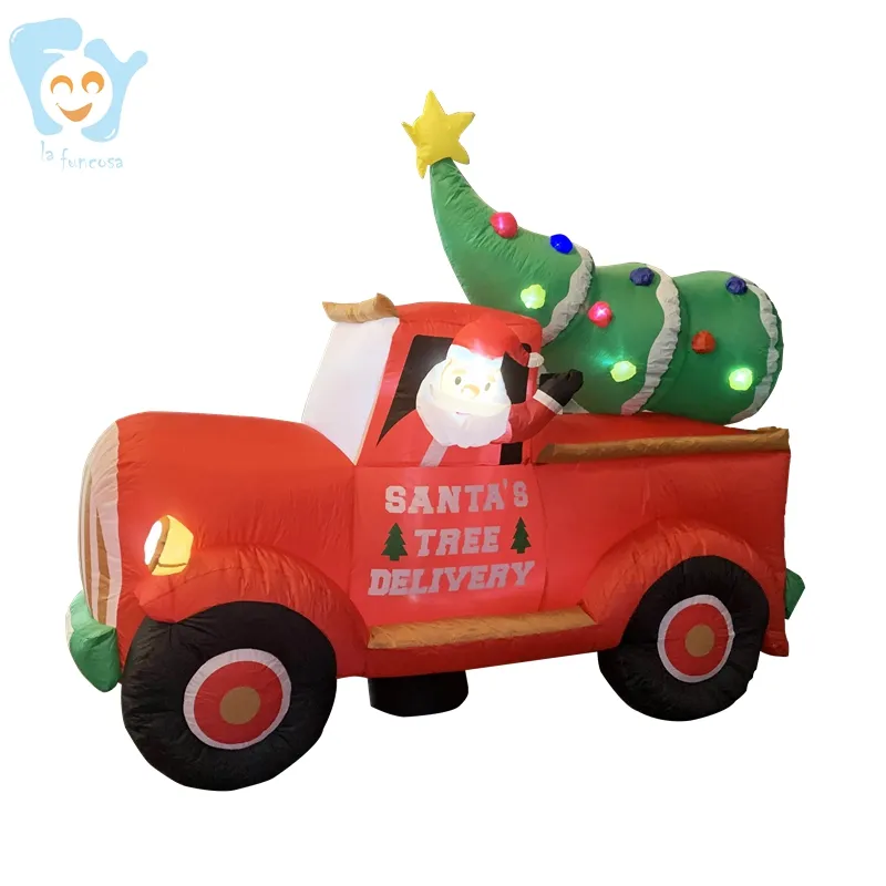 Camión inflable de Navidad para exteriores, camión Papá Noel iluminado de 6 pies y 1,8 m