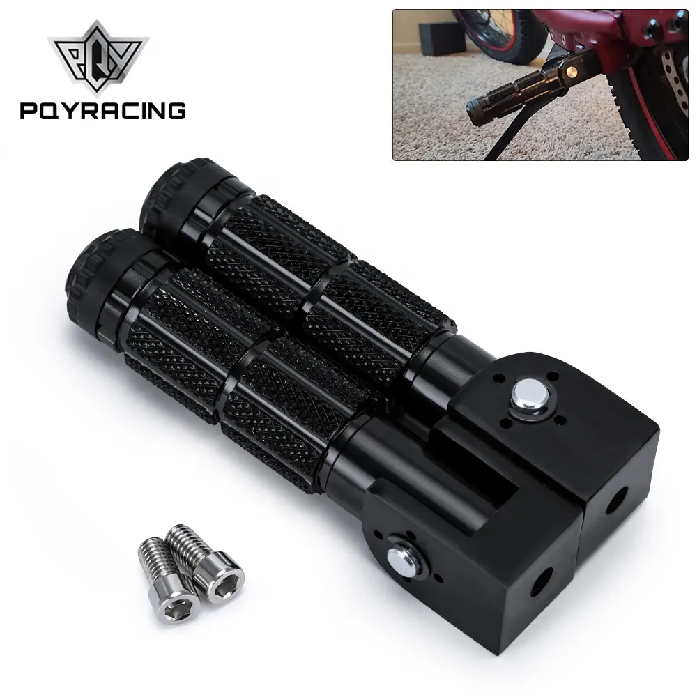 2Pcs M8 Universal Motorcycle Motor Bike Folding Footrests Foot pegs Foot Rests Pegs Rear Pedals Set CNC Aluminum Motorcycle Part