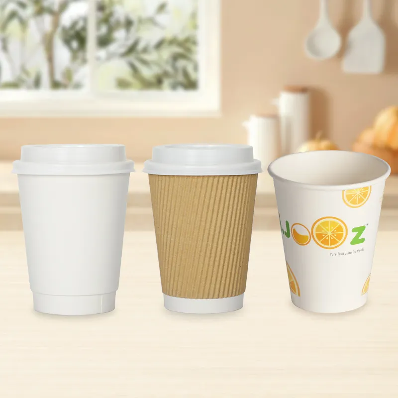 Individuelles Logo bedruckte doppelwandige Papier-Kaffeebecher Wasser Saft Kaltgetränke Papierbecher
