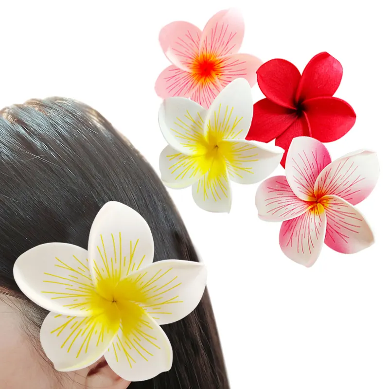 Artificial Plumeria Rubra Flor Havaiana Chapéu De Cabelo Wreath Floral Premium Espuma Havaiana Frangipani Flores para DIY Casa