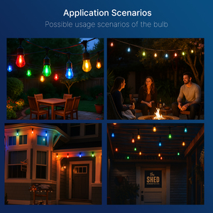 <strong>S14</strong> <strong>LED</strong> String Light Bulb E26 RGB Red Green Blue 5W 100LM Decorative Lighting Outdoor Party Light Fun Waterproof Wholesale - Product Image 6