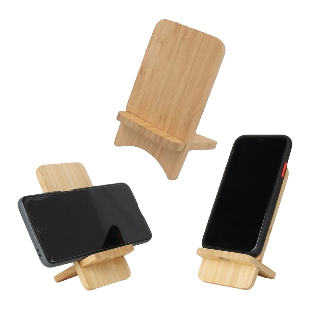 Support de téléphone chargeur sans fil en bambou avec logo personnalisé