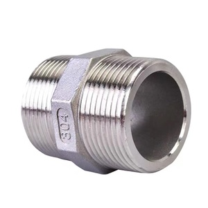 WZ Stainless Steel 201 304 316 Hexagon <strong>Nipple</strong> Double Ferrule Pipe Fittings Threaded Male <strong>Nipple</strong> Joints NPT BSPT DIN