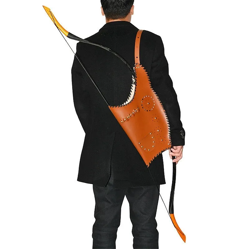 1set Archery Bow Sac Quiver Set Hunting Bow Longbow Storage Bag Can Leather Portable Arrow Quiver For Shooting Accessories