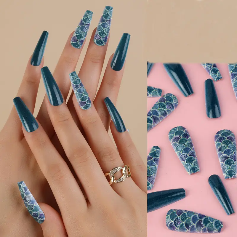 Vẻ đẹp Emboss 3D Báo Chí trên móng tay phụ nữ móng tay thêm dài Ballerina thời trang Nail Art Mẹo Quan Tài làm móng tay móng tay Nhà cung cấp