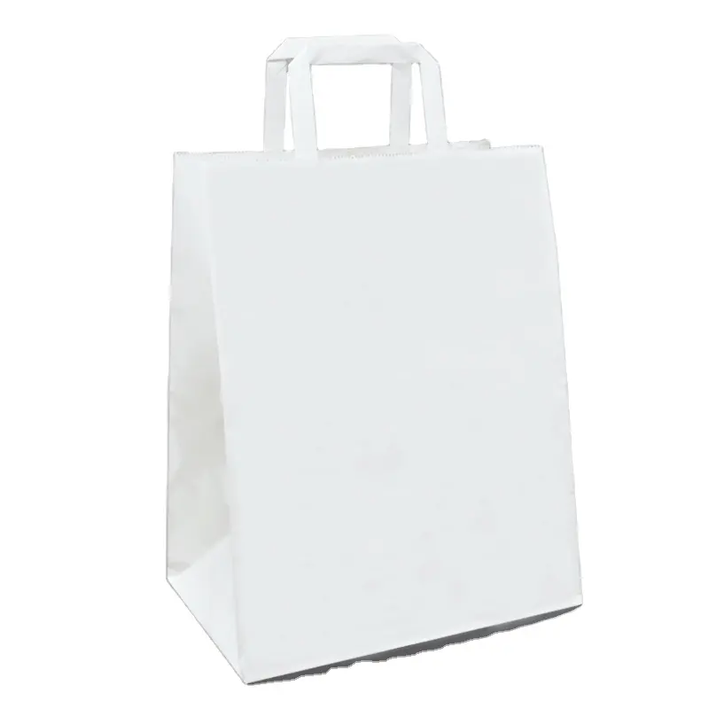 Bolsa de papel Kraft personalizada, protección del medio ambiente, bolsa de papel de compras, embalaje de alimentos blanco, papel artístico con logotipo personalizado