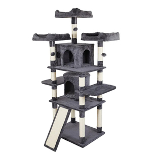 现代设计多层猫树公寓家具，带剑麻覆盖的刮擦柱 - Product Image 1
