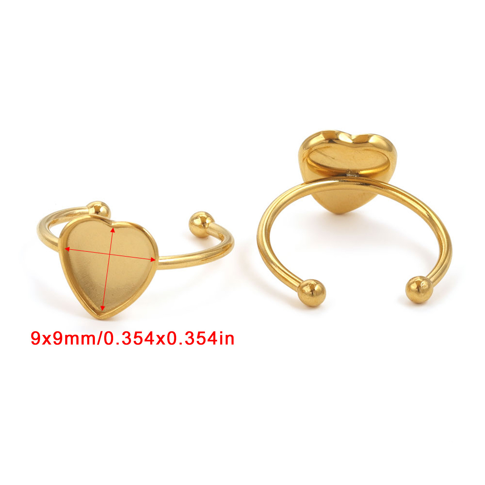 Gold-Heart9 * 9mm