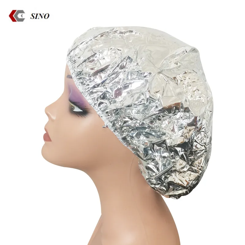 Factory direct sale wholesale gold and silver color tinfoil disposaple heating cap self warming shower cap hat conditioner cap