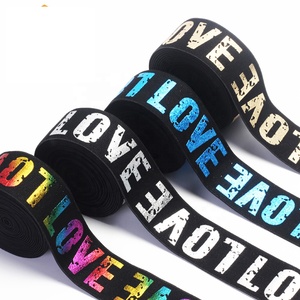 Unterwäsche Gummiband gedruckt LIEBE Gummi Gurtband benutzer definierte Muster Brief Liebe Jacquard <span class=keywords><strong>Polyester</strong></span> Gummiband für Sport bekleidung