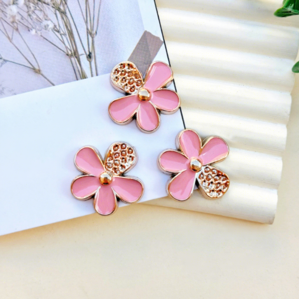 Flor de cinco pétalos con borde de oro rosa 25 * 23mm