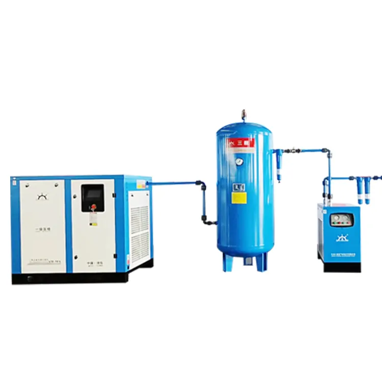 I piccoli compressori d'aria a vite nell'industria del compressore d'aria sono utilizzati insieme ai serbatoi di stoccaggio dell'aria per gli essiccatori