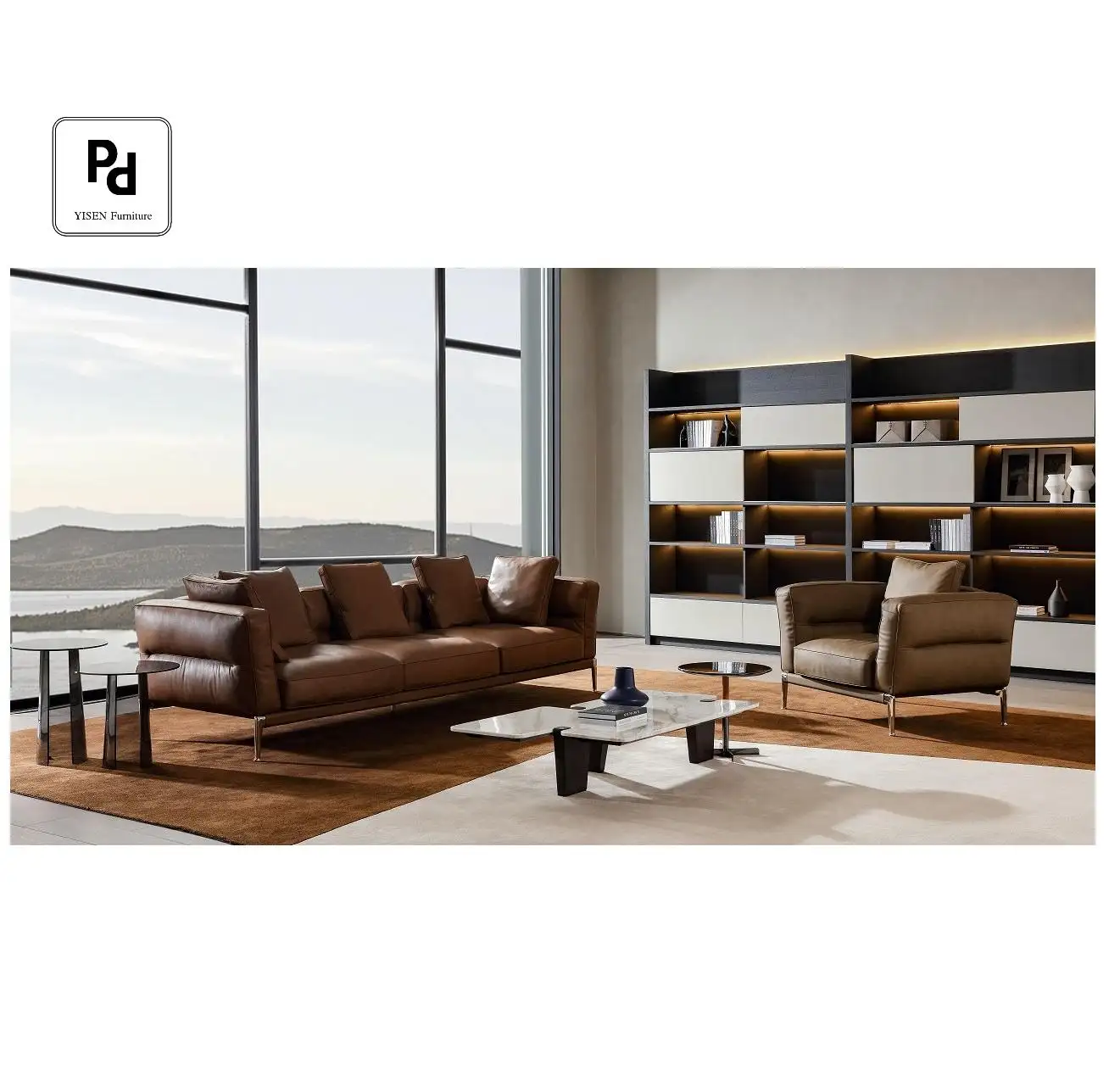 Divano componibile da soggiorno di Design italiano 2023 divano a 3 posti in vera pelle di alta qualità