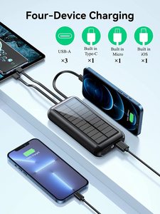 Banco de energía Solar con Cables integrados, 20000mAh, célula Solar de 30000mah, con 4 salidas USB C, 3 Entradas - Product Image 4