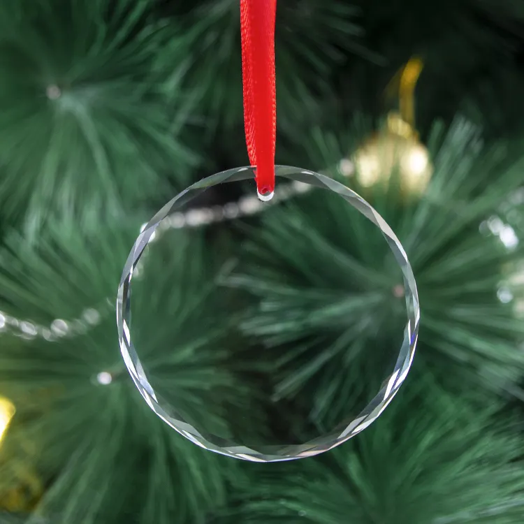 Ornements en verre de cristal vierge k9, pendentif de décoration d'arbre de noël en cristal personnalisé