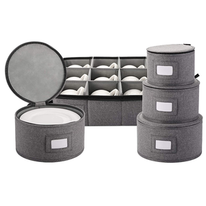 Set 5 Quilted Dinnerware Storage Containers Hard Shell Stackable China Storage Set for Cups Mugs Folding for Preservation - Product Image 1