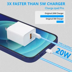 PD 20W อะแดปเตอร์ไฟแบบคู่ USB C ที่ชาร์จโทรศัพท์ QC 3.0 45W - Product Image 3