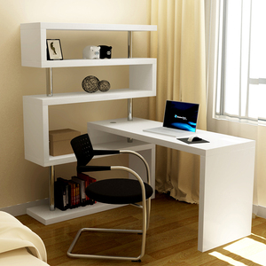 Escritorios de ordenador modernos para oficina en casa, mesa de estudio de escritura con estantería - Product Image 1