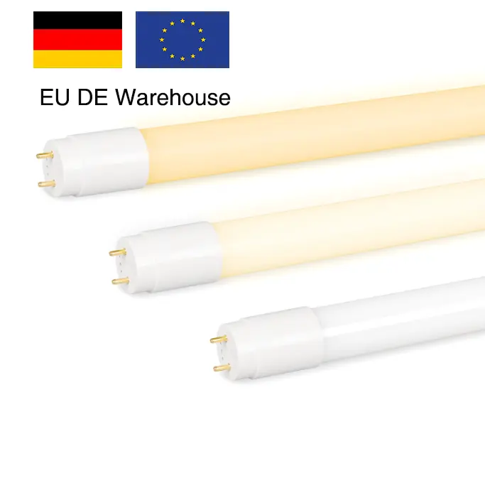 Entrepôt allemand CE RoHS ERP GS 60cm 120cm 150cm T8 Led Tubes 160/185/210 Lm/W Tube de verre LED sans scintillement