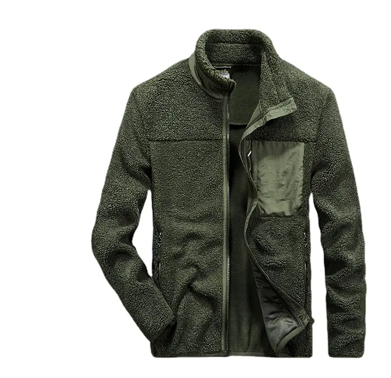 Оптовая продажа, Мужская бархатная Толстая Двухсторонняя куртка с длинным рукавом и логотипом на заказ, сохраняющая тепло, зимняя мужская куртка из микрофлиса