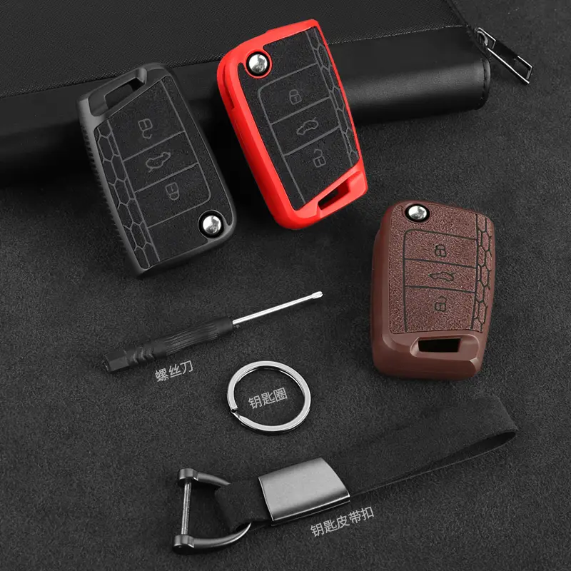 Full-Sealed Protection Fashion Car Accessories Key Case Soft TPU Budge Custom 3 Button Car Key Cover Holder ShellためVW