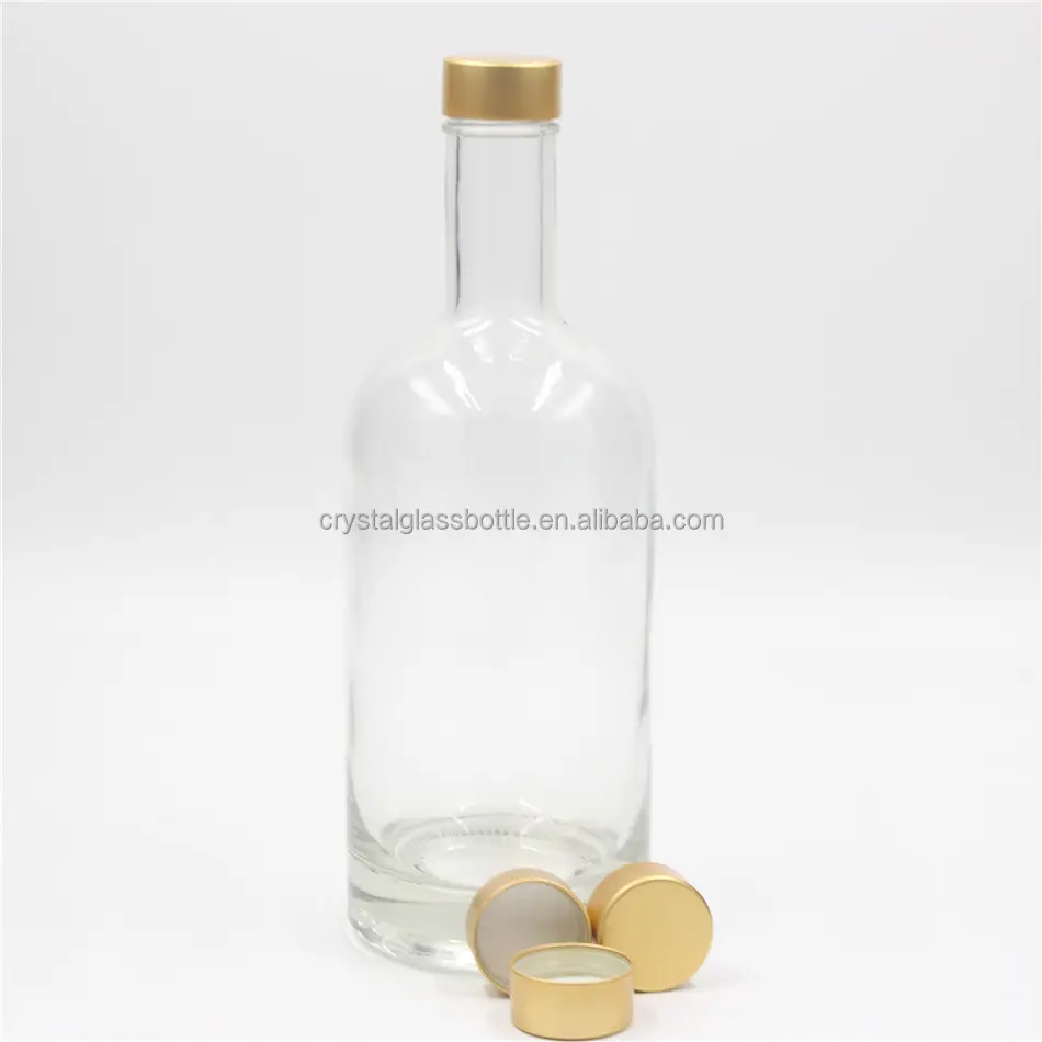 زجاجات 500 مل شفافة مستديرة قابلة لإعادة الاستخدام مع شعار مخصص لتغليف مشروبات الفودكا والمشروبات الروحية والمشروبات الروحية والخمر والشرابات