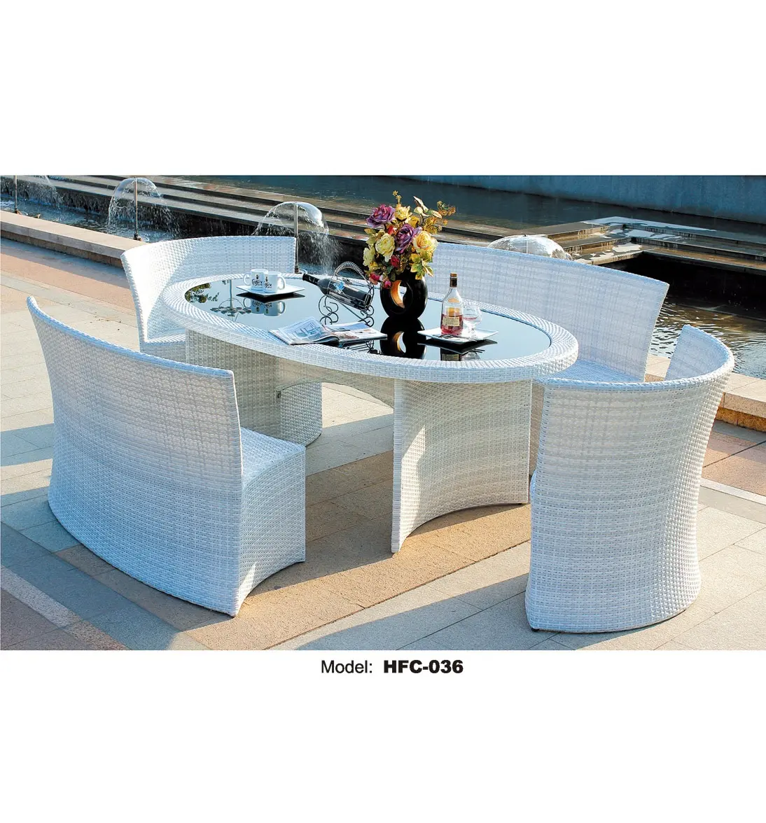 Ensemble Table et chaises de jardin, meubles d'extérieur en aluminium, 4 places, Table à manger pour 6 personnes