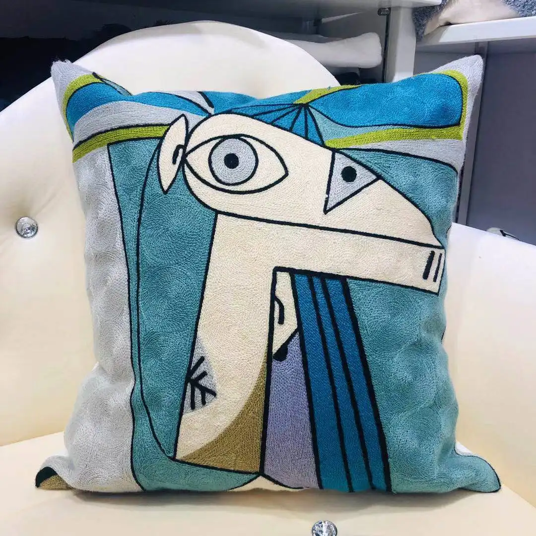 45*45CM Picasso pintura abstracta bordado decoración fundas de almohada algodón de alta calidad funda de cojín personalizada