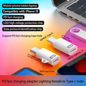 适用于iPhone 15平板电脑的C型至8针转换器适配器35W PD快速充电480Mbps 9V 3A铝合金数据转换器 - Product Image 3