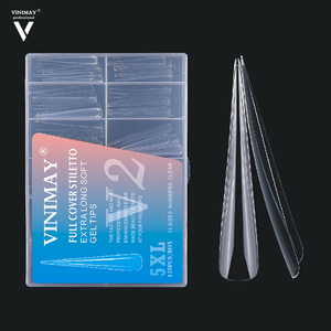 VINIMAY ABS 5XL yumuşak jel tırnak ipuçları yarım kapak Stiletto tam kapak kare tabut tırnak ipuçları hiçbir c eğrisi temizle düz tırnak ucu - Product Image 1