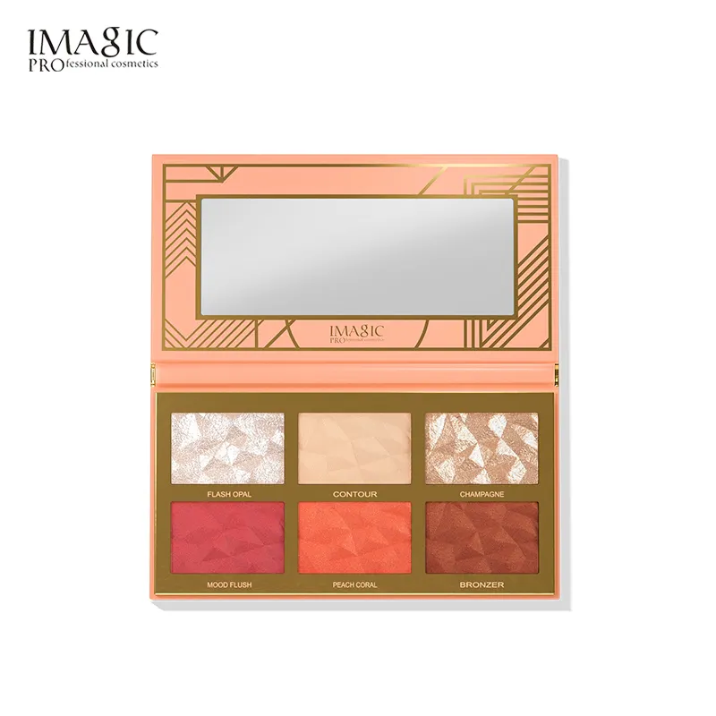 IMAGIC-paleta combo de rubor, natural de 6 colores resaltador, combinación de maquillaje, paleta de rubor