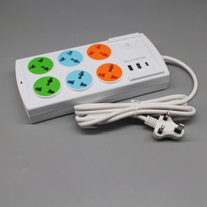 Tira de alimentación multifunción colorida de 6 orificios Enchufe múltiple Enchufe de extensión de cable USB tipo C - Product Image 2