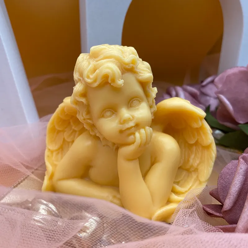 B-1055 DIY handmade soap vela titular aromaterapia decoração artesanato resina molde de gesso 3D personalizado anjo molde vela silicone