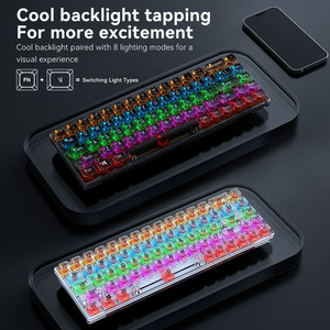 Elegante Teclado retroiluminado para juegos con cable, Teclado mecánico transparente de 68 teclas para ordenador portátil, teclado portátil